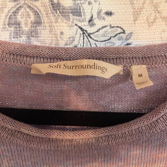 Soft Surroundings Lavender Palm Tree Sweater Tunic Size Medium - Picture 5 of 6